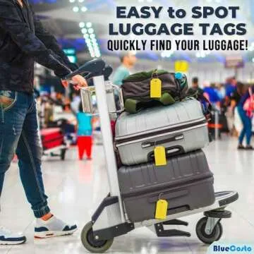 BlueCosto Luggage Tags - Bright Yellow and Durable