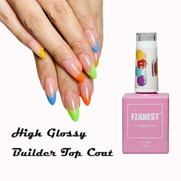 FZANEST Builder Gel Top Coat For Nails 15ml,5 in 1 Non Sticky Builder Hard Gel in a Bottle,High Glos...