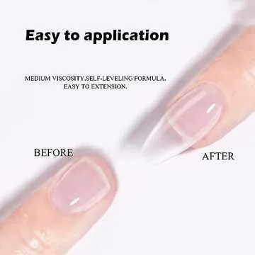 FZANEST Builder Gel Top Coat For Nails 15ml,5 in 1 Non Sticky Builder Hard Gel in a Bottle,High Gloss Shine No Wipe Top Coat,Diamond Rhineston Gel Glue,Nail Strengthen Extension Gel