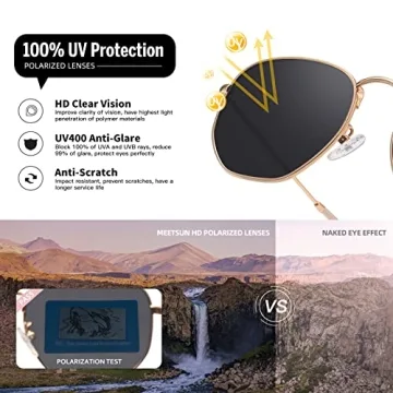 Stylish MEETSUN Polarized Hexagon Sunglasses for All