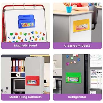 EAMAY Magnetic Marker Pen Holder for Whiteboard or Fridge Magnet Pencil Cup Storage Organizer ,Magnetic Storage Pockets, Whiteboard Accessory Case for Home Office School Supply Storage-Set of 4