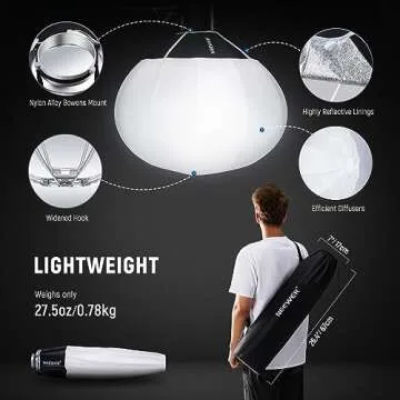 NEEWER 20"/50cm Lantern Softbox, Quick Release 360° Light Diffuser Bowens Mount Softbox with Lightweight Nylon Alloy for RGB CB60 CB60B CB200B MS60B MS60C MS150B Continuous LED Video Lights, NS20L