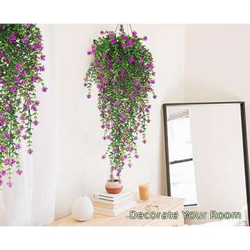 RECUTMS Hanging Eucalyptus Plants - Vibrant, UV Resistant Decor