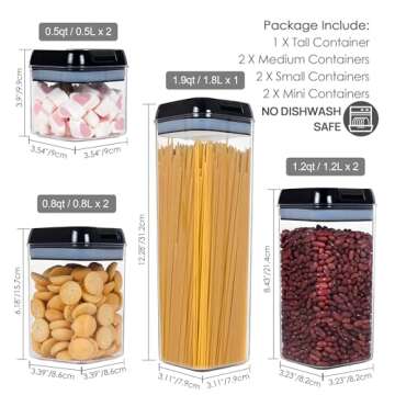 Vtopmart Airtight Food Storage Containers, 7 Pieces BPA Free Plastic Cereal Canisterwith Easy Lock L...