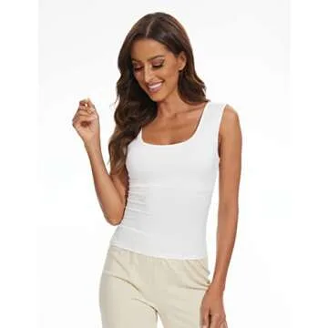 Meladyan Women Scoop Neck Tank Top for Active Style