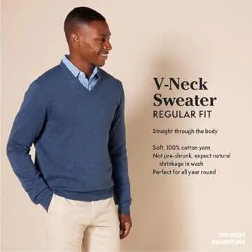 Amazon Essentials Men's V-Neck Sweater - Oatmeal Heather, Big & Tall