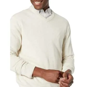 Amazon Essentials V-Neck Sweater for Men in Oatmeal Heather