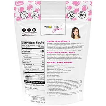 Wholesome Yum Premium Organic Coconut Flour For Baking & More (16 oz / 1 lb) - Low Carb, Gluten Free...