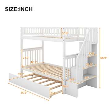 Merax Twin Over Twin Bunk Bed with Trundle - Stylish and Versatile Solution for Any Space!
