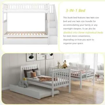 Merax Twin Over Twin Bunk Bed with Trundle and Storage