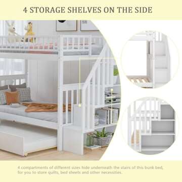 Merax Twin Over Twin Bunk Bed with Trundle and Storage