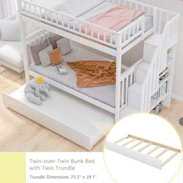 Merax Twin Over Twin Bunk Bed with Trundle and Storage