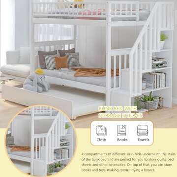 Merax Twin Over Twin Bunk Bed with Trundle and Storage