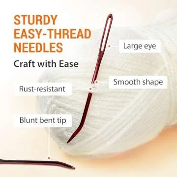 VONEEDL 20 PCS Bent Tip Tapestry Needles with Large Eye - Yarn Blunt Steel Knitting Needles in Storage Box - Perfect for Crochet, Weaving, Darning, DIY, and Crafting
