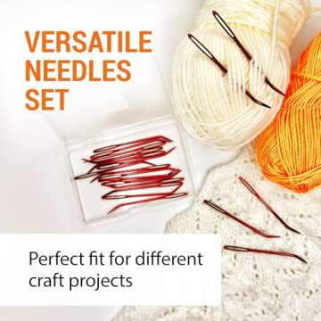 VONEEDL 20 PCS Bent Tip Tapestry Needles with Large Eye - Yarn Blunt Steel Knitting Needles in Storage Box - Perfect for Crochet, Weaving, Darning, DIY, and Crafting