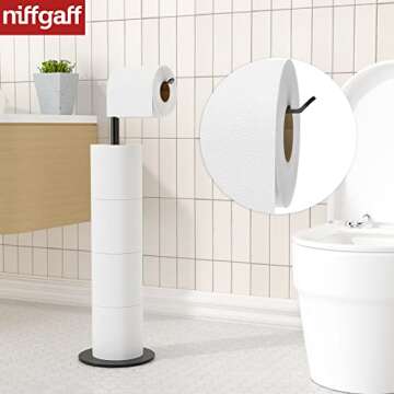 Toilet Paper Holder Stand and Dispenser for 4 Spare Rolls,Toilet Paper Storage,Stainless Steel Free-Standing Toilet Tissue Paper Roll Storage Shelf