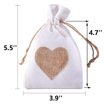Burlap Heart Drawstring Bags - 20 Packs for All Occasions