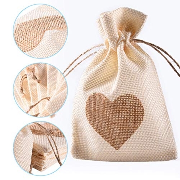 Burlap Heart Drawstring Bags - 20 Packs for All Occasions