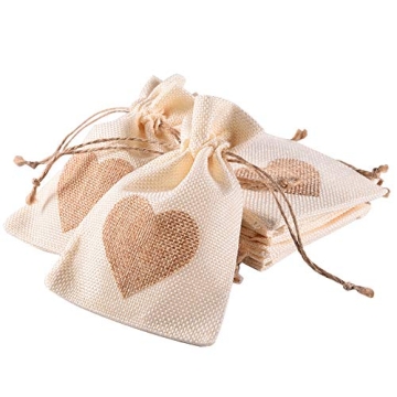 Burlap Heart Drawstring Bags - 20 Packs for All Occasions