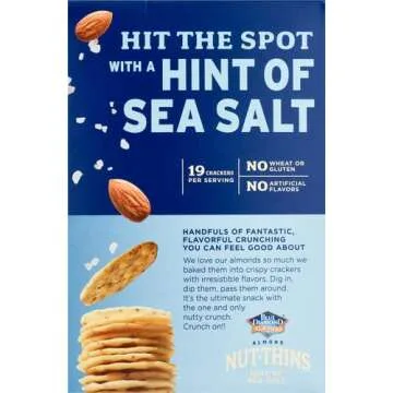 Blue Diamond Almonds Nut-Thins Gluten Free Cracker Crisps, Hint Of Sea Salt, Family Size, Sea Salt, 7oz