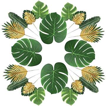 MAXZONE 66 Pcs Tropical Palm Leaves for Parties