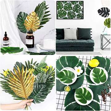 MAXZONE 66 Pcs Tropical Palm Leaves for Parties