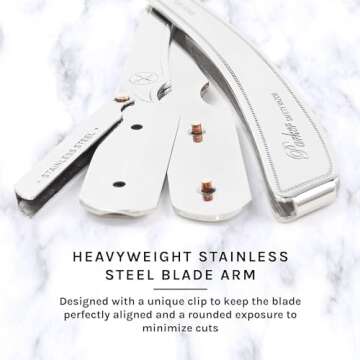 Parker SRX 100% Stainless Steel Straight Edge Professional Barber Razor & 5 Parker Premium Half Blades