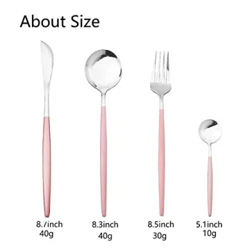 JASHII 24-Piece Pink Silver Flatware Set for All Occasions