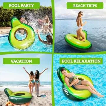 Floatey Avocado Pool Floats Adults - XtraLarge Avocado Float for BBL | Avocado Inflatable Pool Floats with Backrest | River Tubes for Floating | Pool Floaties for Adults | Fruit Floats for Pool