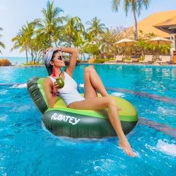 Floatey Avocado Pool Floats Adults - XtraLarge Avocado Float for BBL | Avocado Inflatable Pool Floats with Backrest | River Tubes for Floating | Pool Floaties for Adults | Fruit Floats for Pool