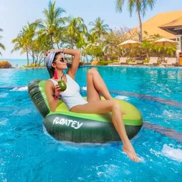 Floatey Avocado Pool Floats Adults - XtraLarge Avocado Float for BBL | Avocado Inflatable Pool Floats with Backrest | River Tubes for Floating | Pool Floaties for Adults | Fruit Floats for Pool
