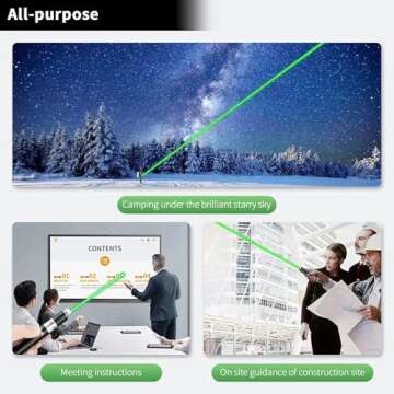 High Power Laser Pointer, Green Laser Pointer High Power Flashlight, Rechargeable Pointer for USB, with Star Cap Adjustable Focus Suitable for Hiking