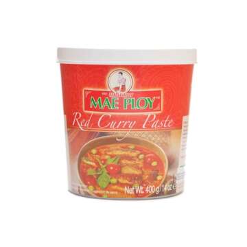 Mae Ploy Red Curry Paste, Authentic Thai Curry Paste With Red Chili, Shrimp Paste, Lemongrass and Ar...
