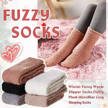 Eyean Womens Fuzzy Socks Soft Warm Fluffy Winter Sleep Thermal Plush Casual Cozy Home Socks (5 Pairs...