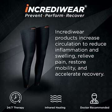 Incrediwear Leg Sleeve 2pk – Full Length Long Leg Sleeve for Leg Pain Relief & Muscle Recovery, He...