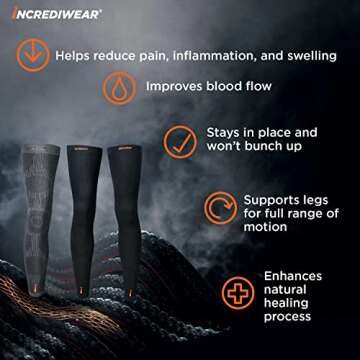 Incrediwear Leg Sleeve 2pk – Full Length Long Leg Sleeve for Leg Pain Relief & Muscle Recovery, Helps Reduce Swelling & Inflammation, Promotes Circulation, Leg Sleeves for Men & Women (Black, X-Large)
