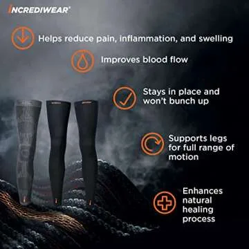 Incrediwear Leg Sleeve 2pk – Full Length Long Leg Sleeve for Leg Pain Relief & Muscle Recovery, Helps Reduce Swelling & Inflammation, Promotes Circulation, Leg Sleeves for Men & Women (Black, X-Large)