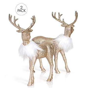 Ornativity Gold Glitter Christmas Reindeer - Xmas Holiday Party Deer Figurine Statues Dinner Tableto...