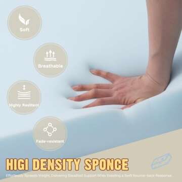 YIJIAN HOME Outdoor Bench Cushion 3.5inches Memory Foam Waterproof Patio Furniture Bench Cushion Por...