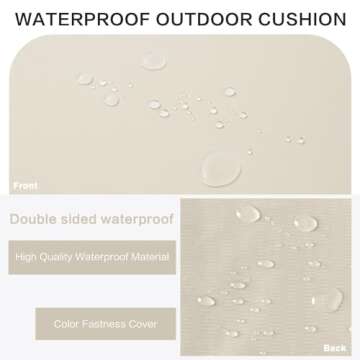 YIJIAN HOME Outdoor Bench Cushion 3.5inches Memory Foam Waterproof Patio Furniture Bench Cushion Porch Swing Cushion with Handle and Adjustable Strap, 48 x 18 Inch Cream