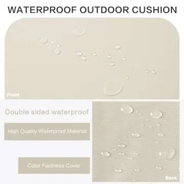 YIJIAN HOME Outdoor Bench Cushion 3.5inches Memory Foam Waterproof Patio Furniture Bench Cushion Porch Swing Cushion with Handle and Adjustable Strap, 48 x 18 Inch Cream