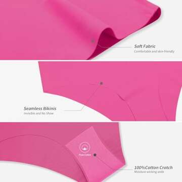 DEANGELMON Seamless Underwear for Women No Show Bikini Panties Comfortable Stretch Invisible Ladies Hipster Briefs