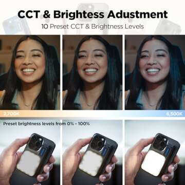 Amaran Go Magnetic Selfie Phone Light, Compatible with MagSafe & Qi2 Magnets, Dual LED Light Source with Adjustable Mirror Light & CCT (2700K-6500K), for Selfies, Makeup, & Content Creation (Charcoal)