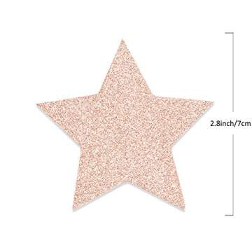 Glitter Pink Champagne Twinkle Star Hanging Garland - Sparkly Paper Five-Pointed Bunting Banner String for Birthday Home Decoration, Wedding Photo Booth Props, 2.8", Totally 23 ft/7m