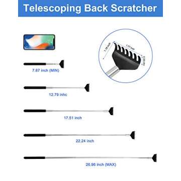 ONEEKK Portable Extendable Back Scratcher, 2 Pack Metal Telescoping Backscratchers for Adults, Kids,Dogs Itch Scratcher with Beautiful Gifts Packaging