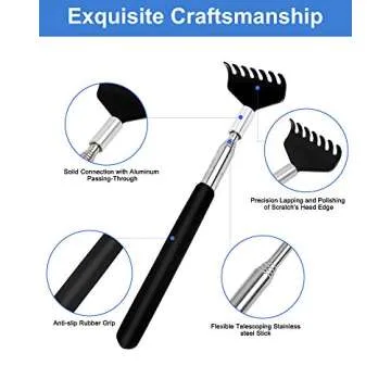 ONEEKK Portable Extendable Back Scratcher, 2 Pack Metal Telescoping Backscratchers for Adults, Kids,Dogs Itch Scratcher with Beautiful Gifts Packaging