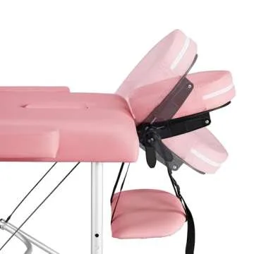 Yaheetech Massage Tables Portable Massage Bed Aluminium Height Adjustable Facial Salon Tattoo Bed with Non-Woven Bag, 24 inch Width Pink