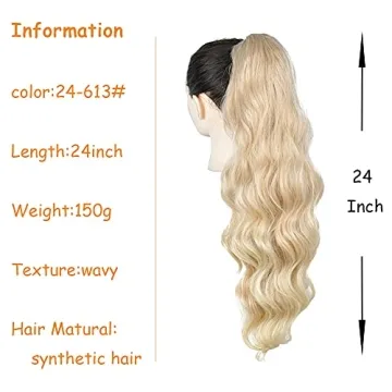 KETHBE Drawstring Ponytail 24 Inch Natural Hair Extensions