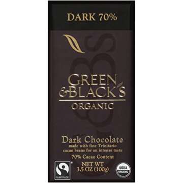 Green & Black's Organic Dark Chocolate 70% Cacao, OLD 10 Count