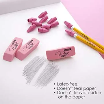 BAZIC Pink Eraser Sets for School and Art Projects